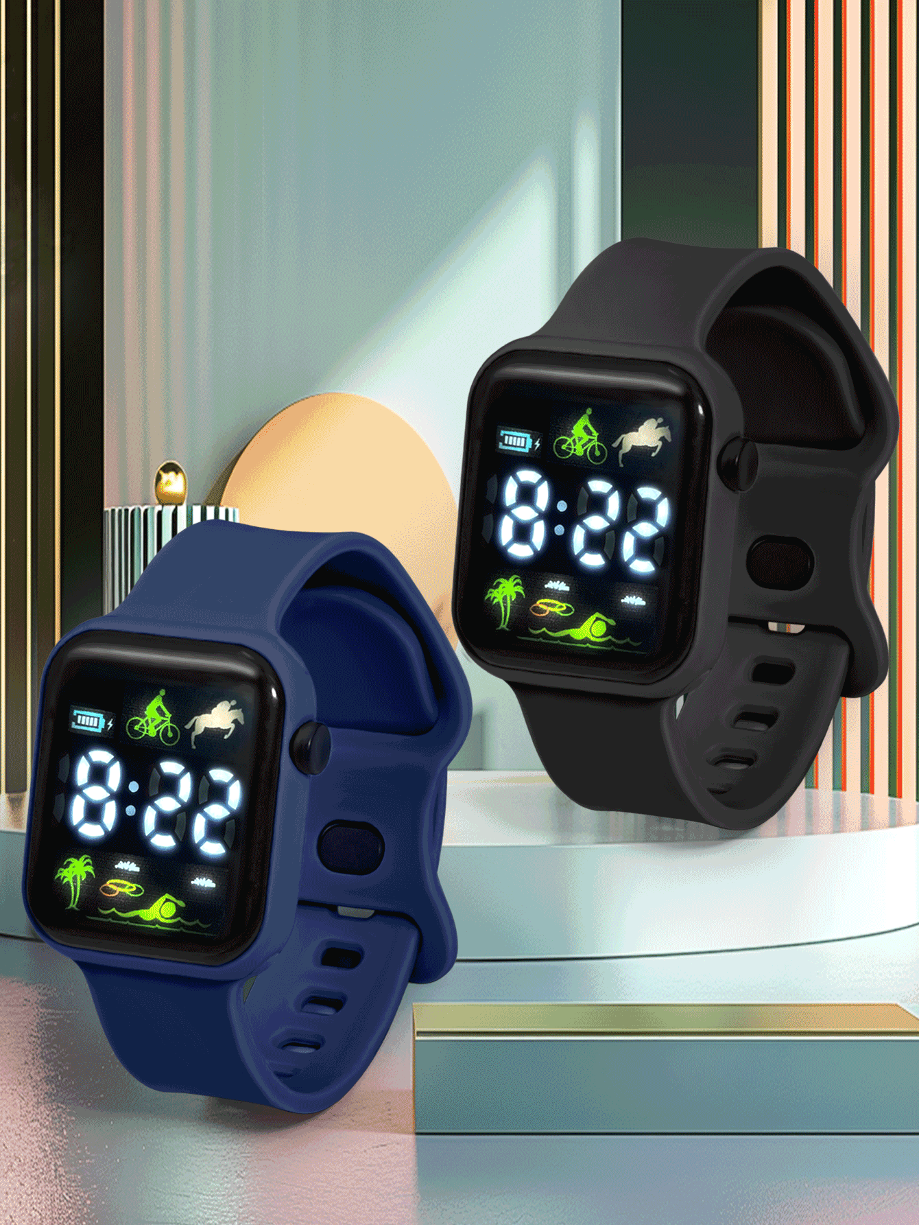 Harcher "Phantom Sport" Chronograph – Matte Black Tonneau Case with Aero-Orange Silicone Strap