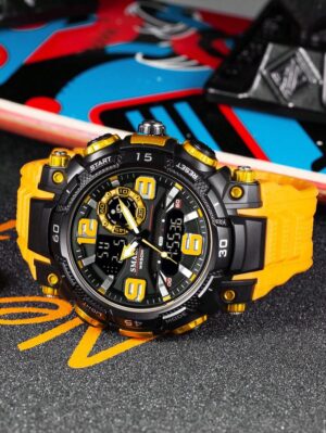 Harcher "Phantom Sport" Chronograph – Black Tonneau Tactical Watch with Performance Orange Strap