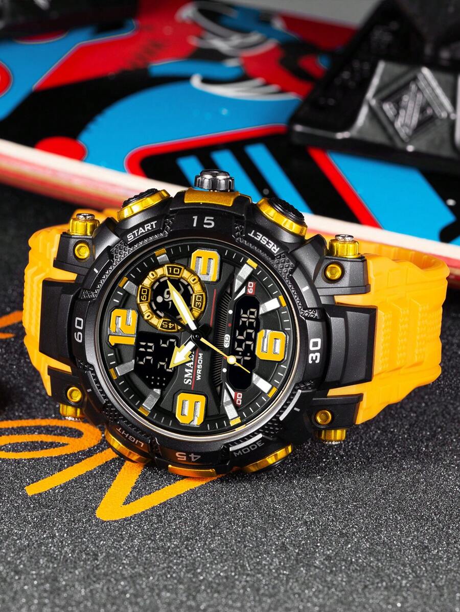 Harcher "Phantom Sport" Chronograph – Black Tonneau Tactical Watch with Performance Orange Strap